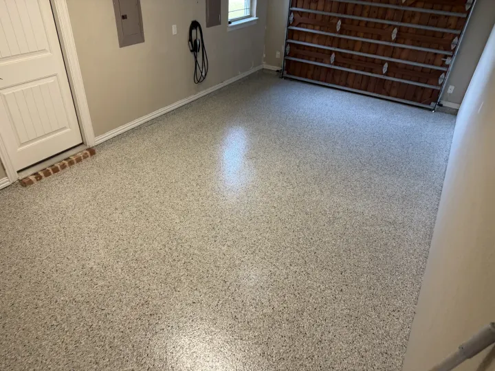 After photo of the garage floor coating project in Colleyville, Texas.