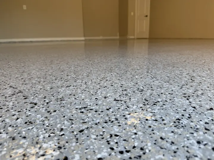 Detail photo of the garage floor coating project in Colleyville, Texas.