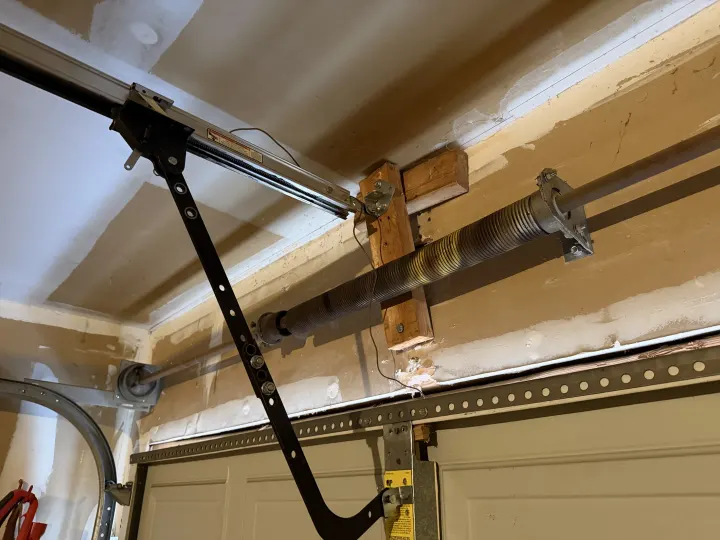 Before photo of the garage door service project in Fort Worth, Texas.