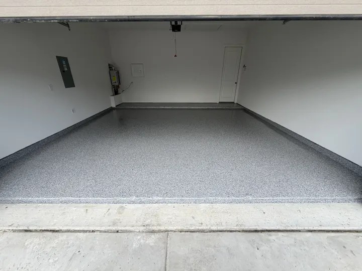 After photo of the garage floor coating project in Fort Worth, Texas.