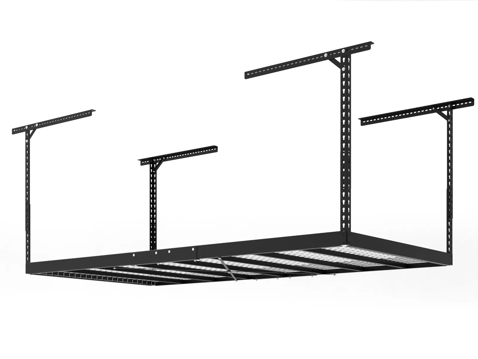 Black heavy-duty four-by-eight-foot overhead storage rack