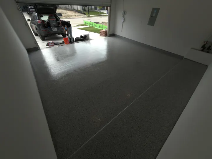 After photo of the garage floor coating project in Fort Worth, Texas.