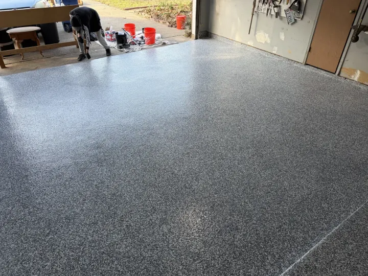 After photo of the garage floor coating project in Euless, Texas.