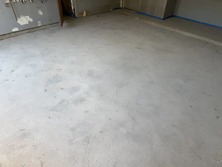 Grinding photo of the garage floor coating project in Euless, Texas.